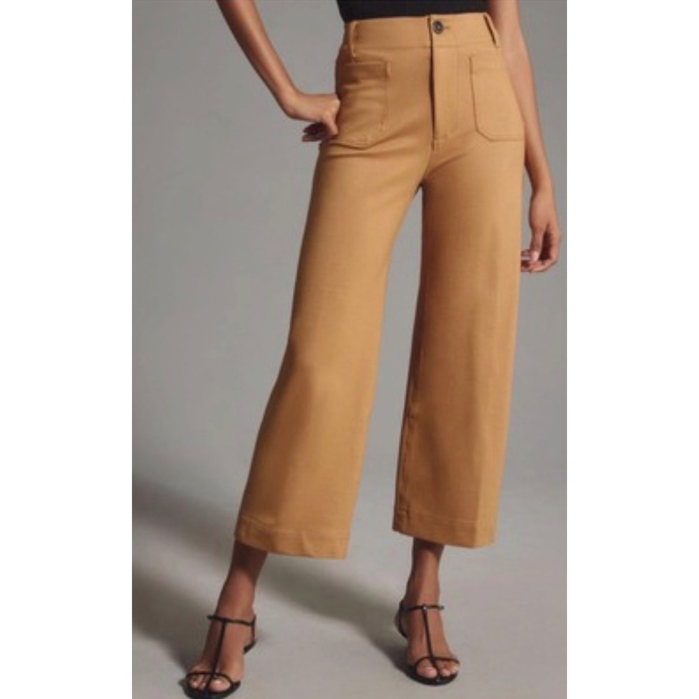Maeve The Colette Crop Wide Leg Pants Tan Camel High Rise 26